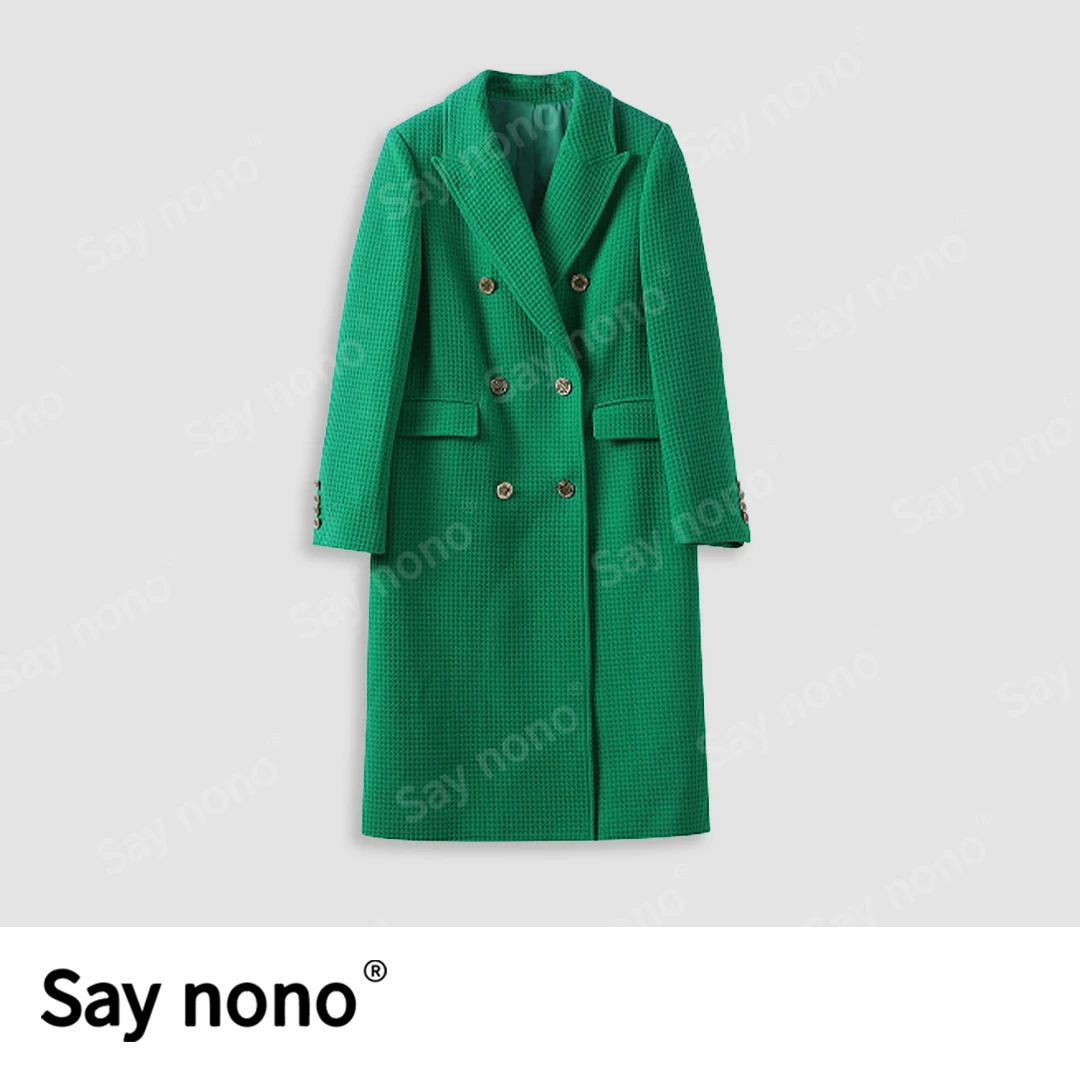 懒猫nono│Saynono 气质6粒扣长款毛呢外套/HZF601