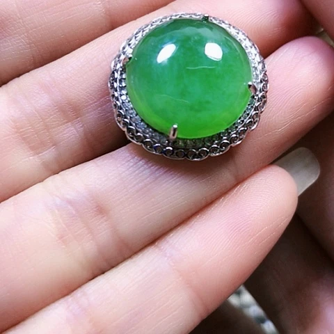 和田玉银S925镶嵌戒指