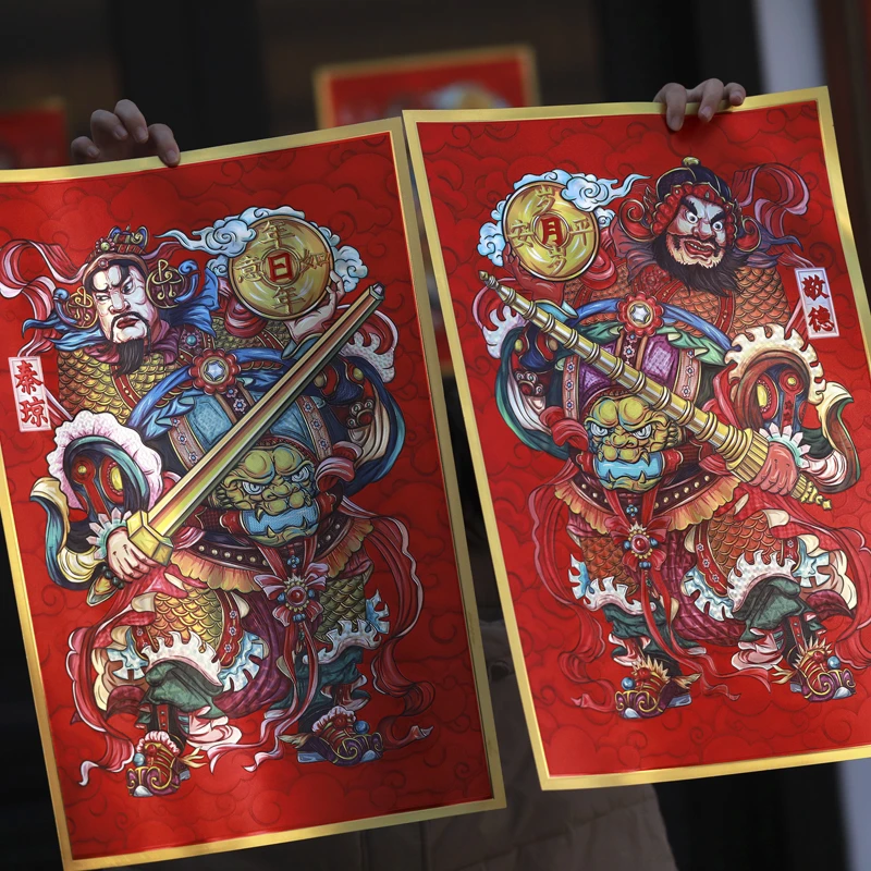 【虫子小院】门神门贴立体浮雕金箔防水防晒大门装饰年画
