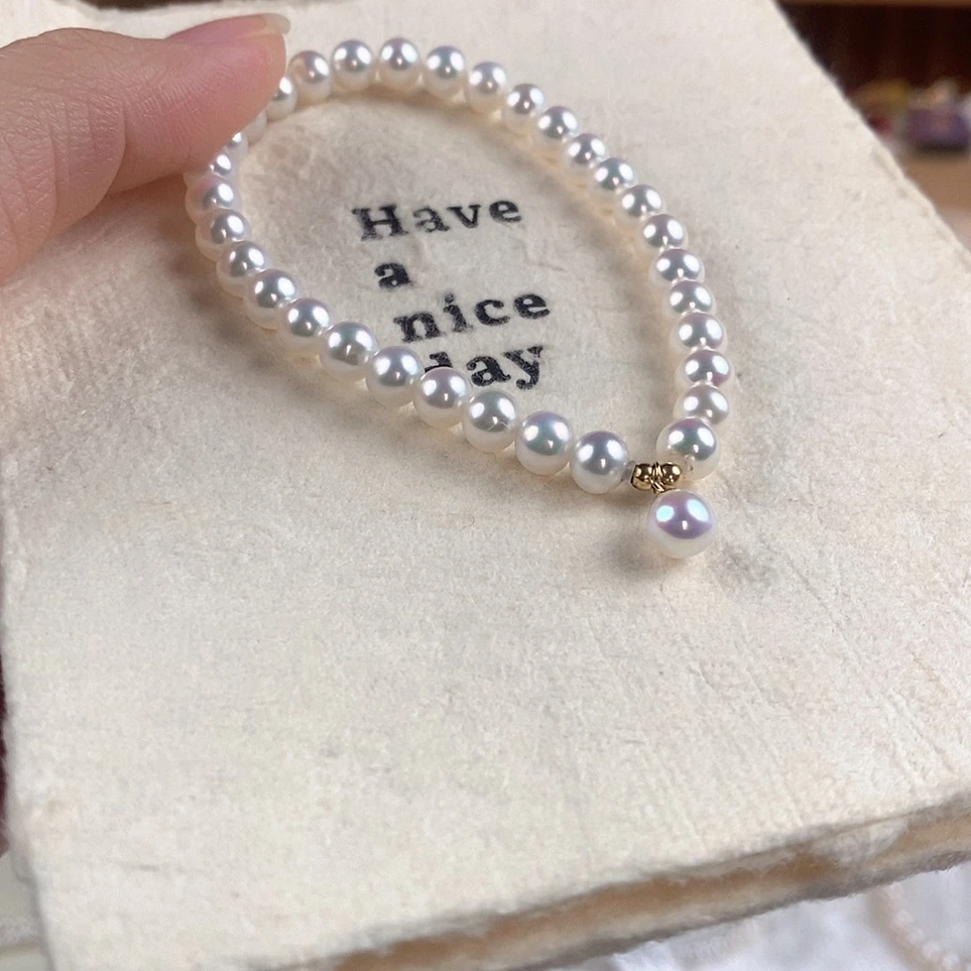 18K金镶嵌淡水珍珠手绳