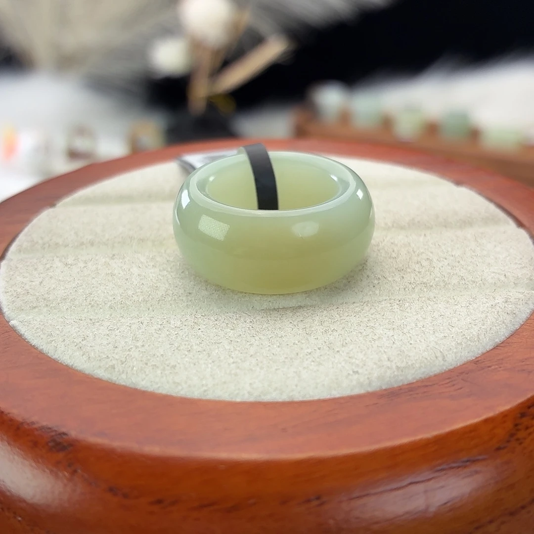 和田玉未镶嵌戒指i4蓝糖墩墩16.2mm