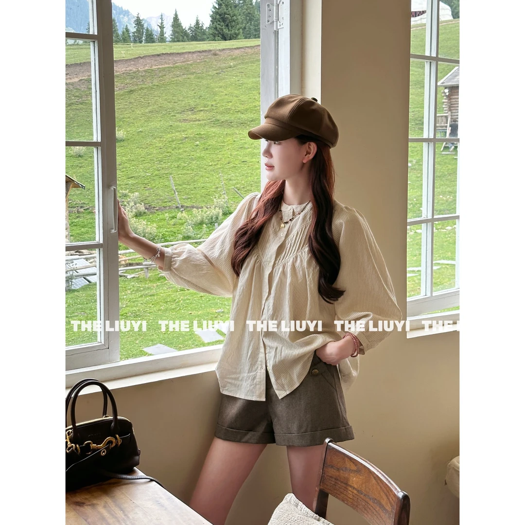【LIUYI】重工法式七分袖宽松衬衣58014