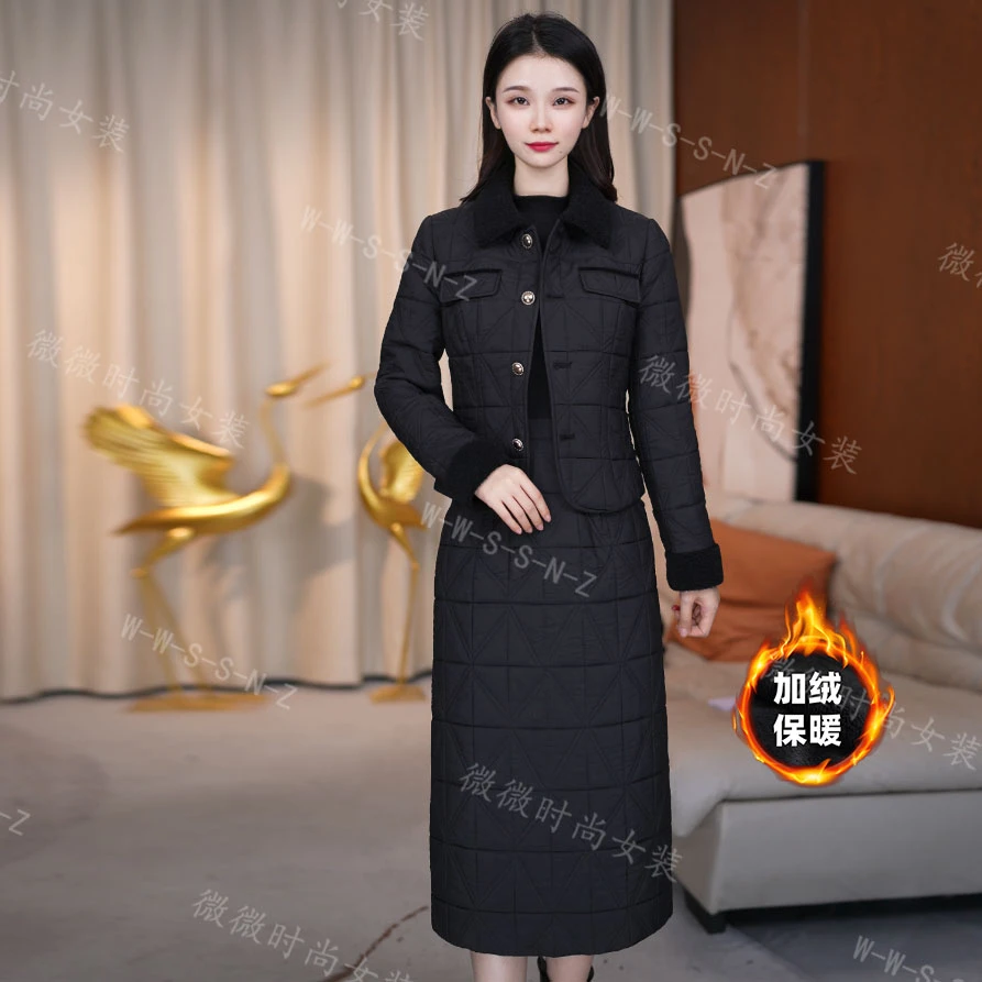 连衣裙大码显瘦时尚中长款夹棉加厚保暖冬季新款显瘦时尚中长款