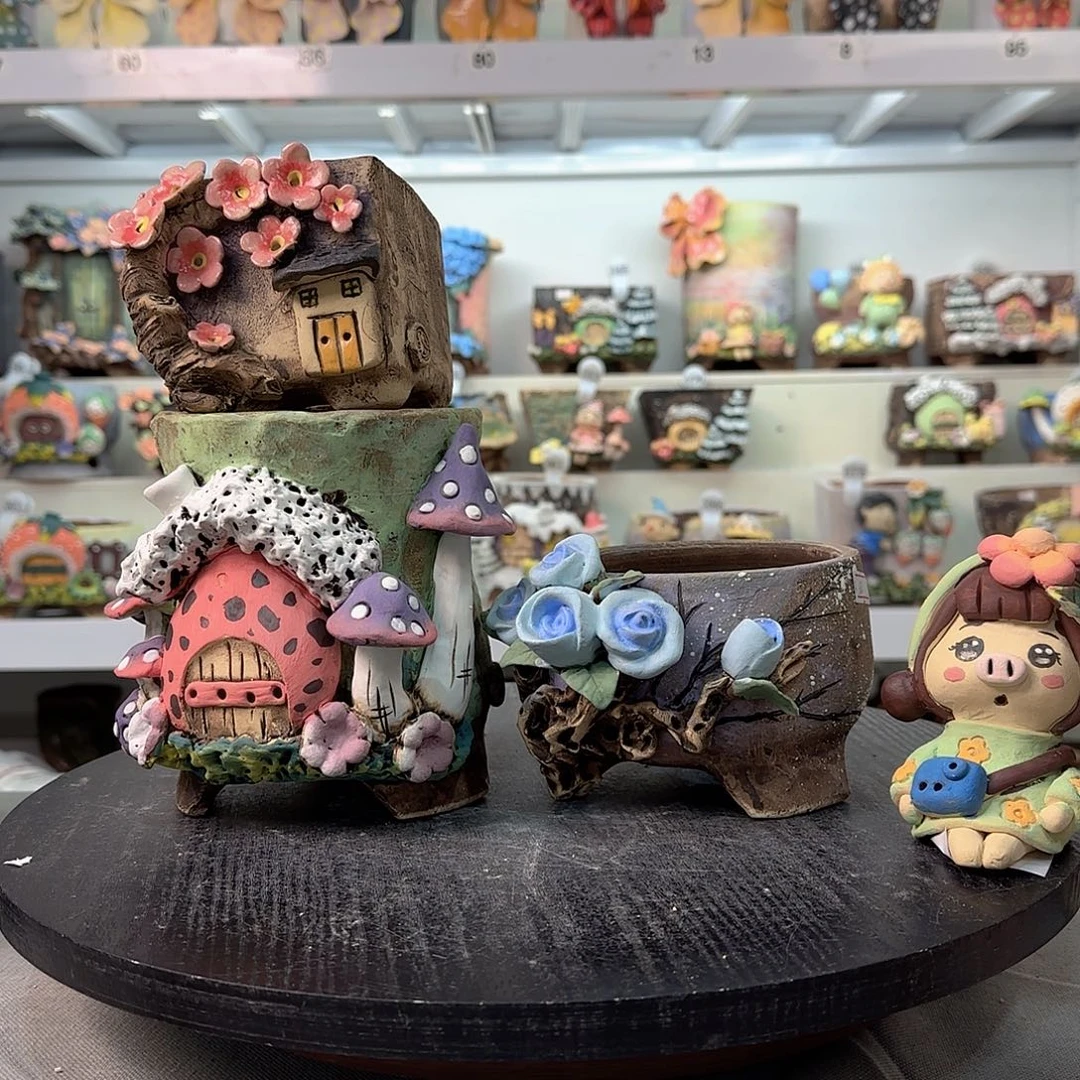 兰***若本默花器麦饭石花盆