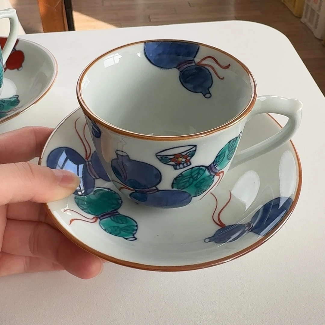 搪瓷德七窑手绘宝尽葫芦咖啡杯150毫升