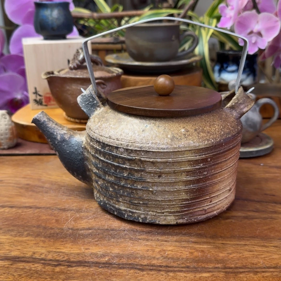 松岛健治备前烧山土重落灰提梁壶福利一口价