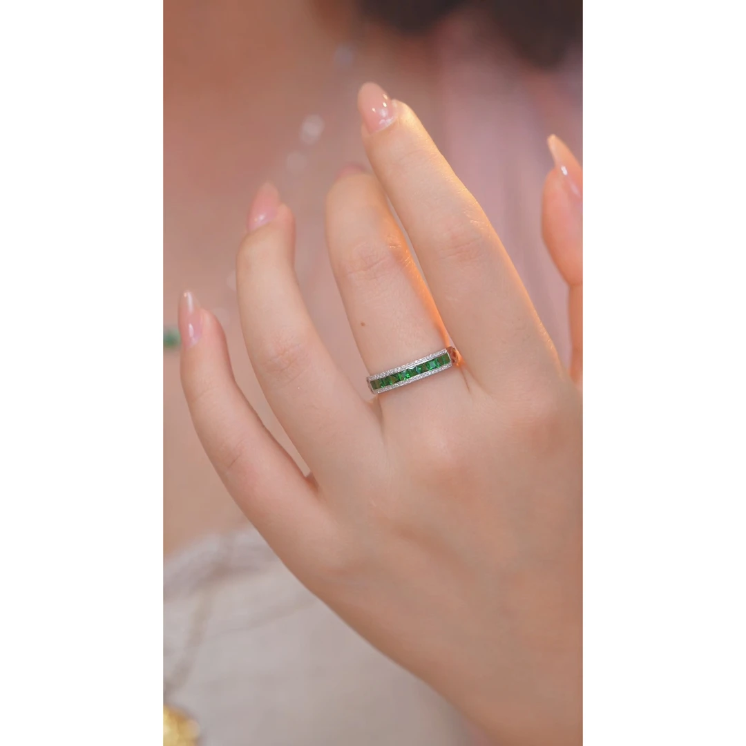 石榴石（沙弗莱）戒指18K金镶嵌（1ct）@@U7778