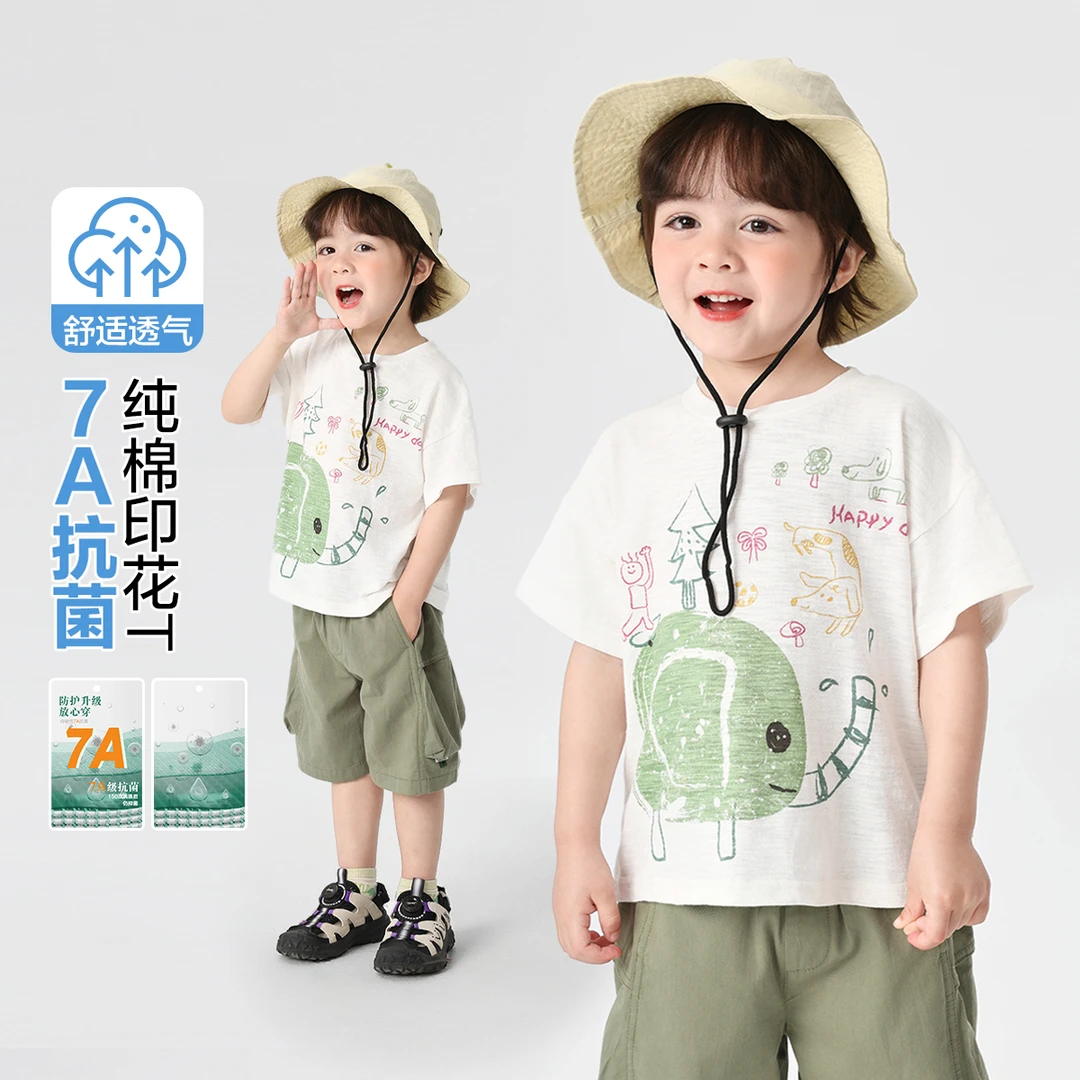 右欧童装男童夏装竹节棉短袖T恤套装儿童节宝宝夏季上衣潮U16090