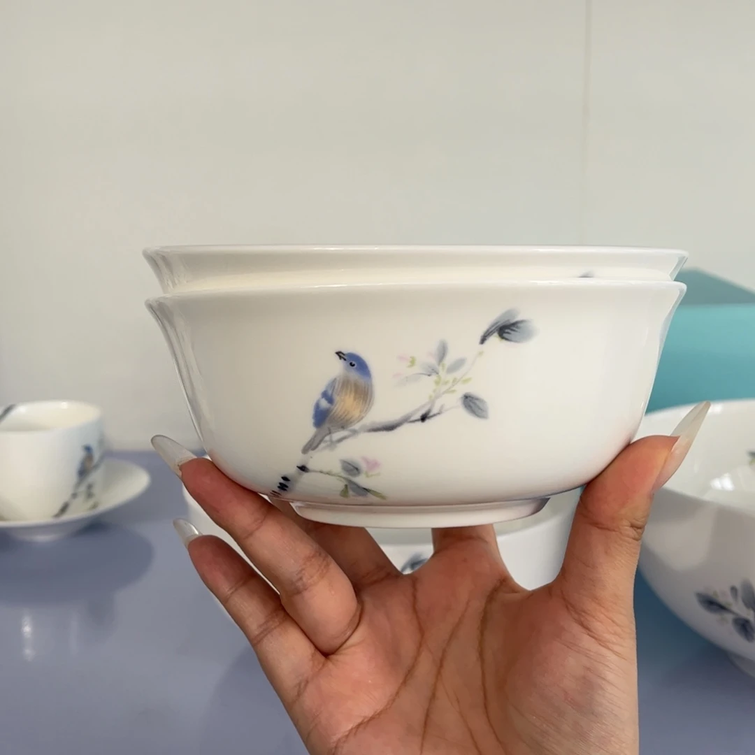 瓷片春风和雀6寸碗2只