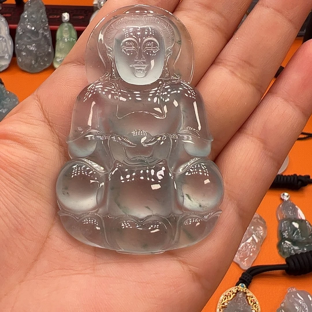 翡翠未镶嵌颈饰高冰玻璃种观音