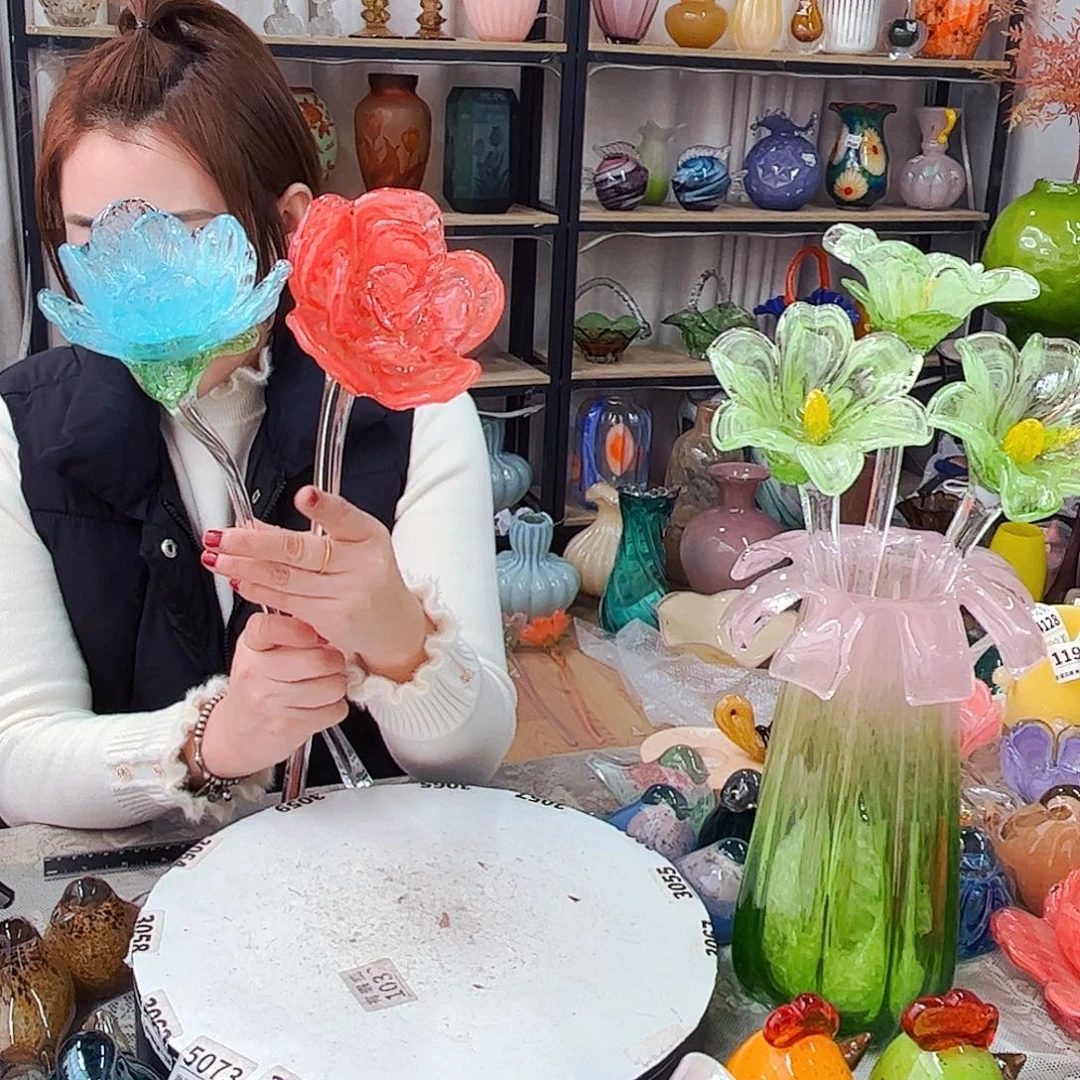 牡丹红瑕蓝瓣瑕明显福利家悦琉璃工艺品