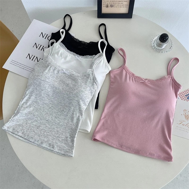 带胸垫防走光蕾丝花边背心百搭上衣内搭吊带美背