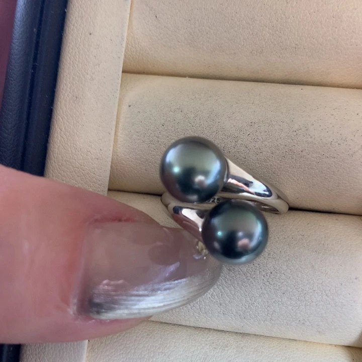 银S925镶嵌戒指海水珍珠
