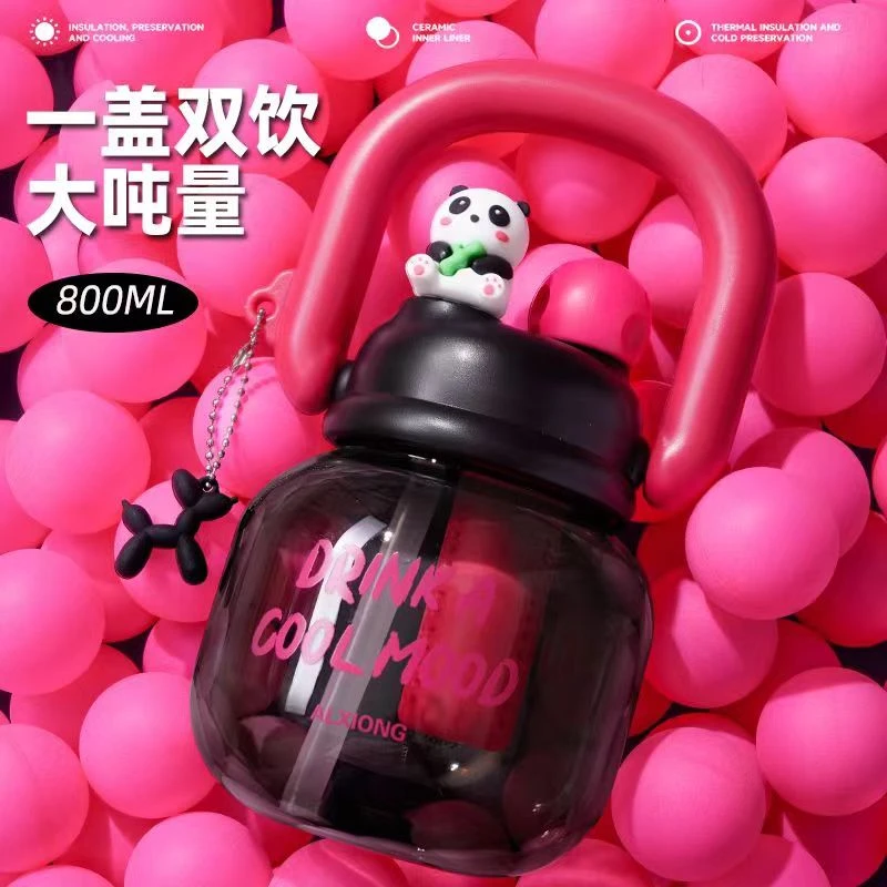 大容量拎拎壶便携吸管杯高颜值耐冷耐热女生塑料水杯户外手提水壶