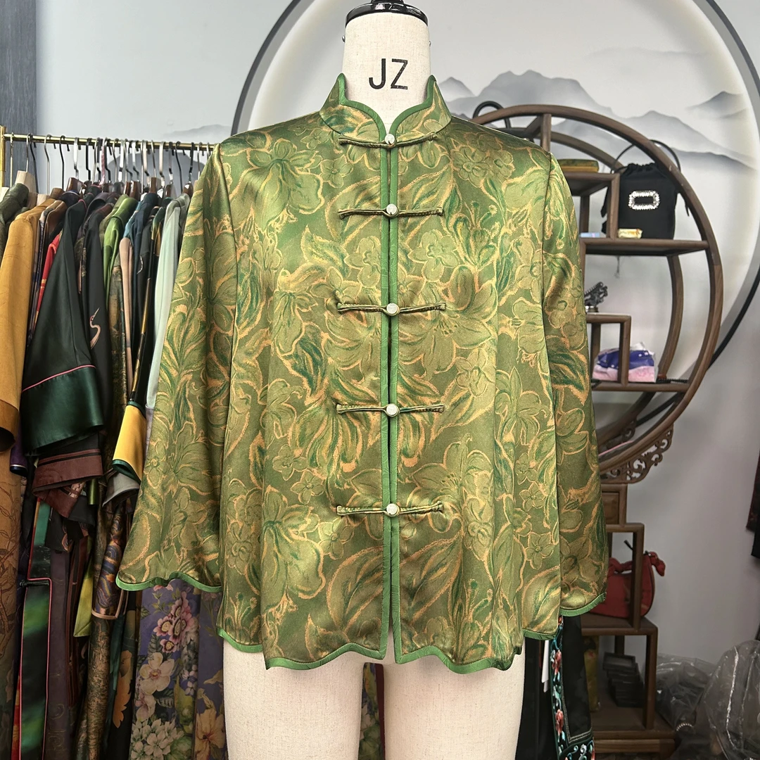 60姆米绿色夕颜马褂100桑蚕丝款