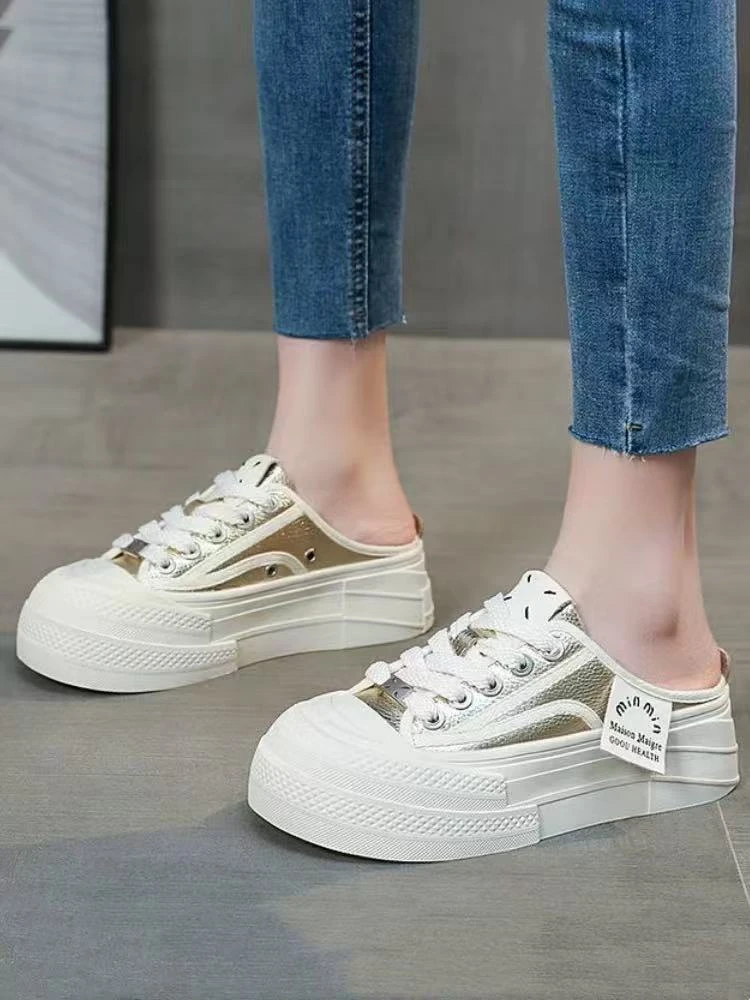 英伦风圆头系带休闲舒适松糕底包头半拖5665-35