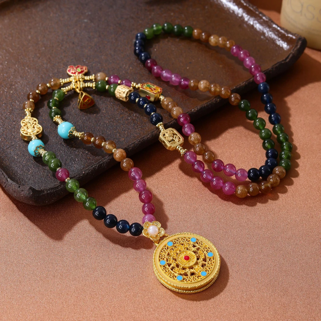 现货代发爆款串珠毛衣链长款项链珐琅彩配饰首饰品女新年礼物