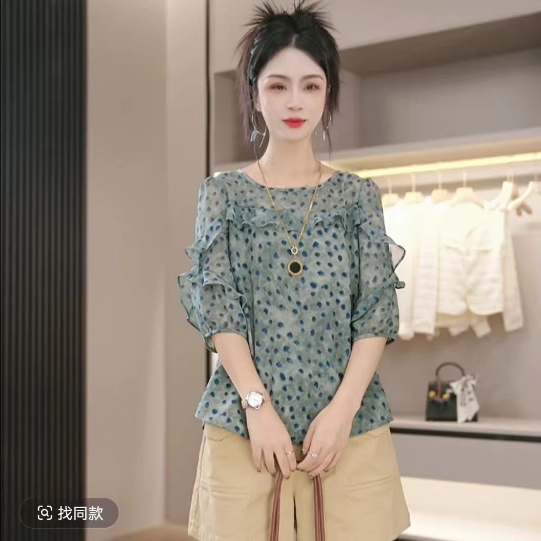 【青鸢雀翎】夏季新款上衣时尚洋气减龄显瘦衬衫女