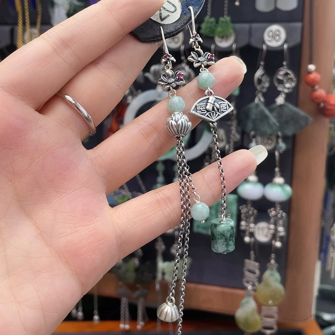 翡翠银S925镶嵌耳饰鱼*636hnnhhh