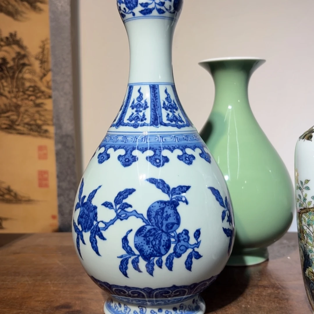 囊***公摆件陶瓷器工艺品摆件青花
