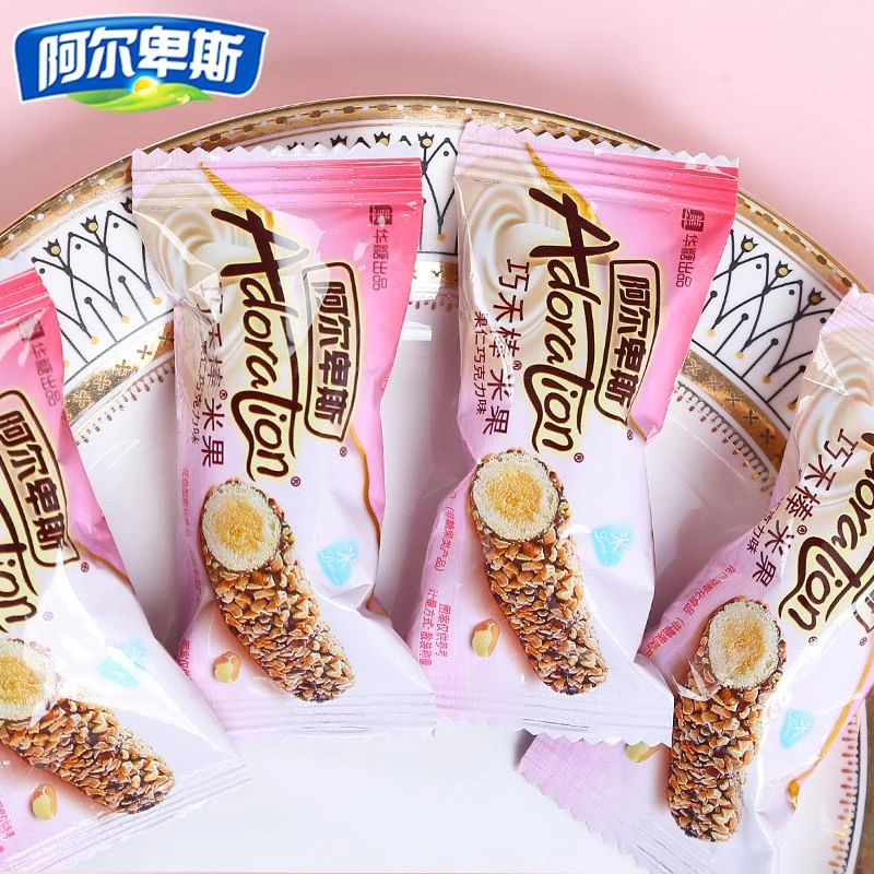 新货阿尔卑斯巧禾棒果仁巧克力味夹心米果能量棒零食小吃好吃排行
