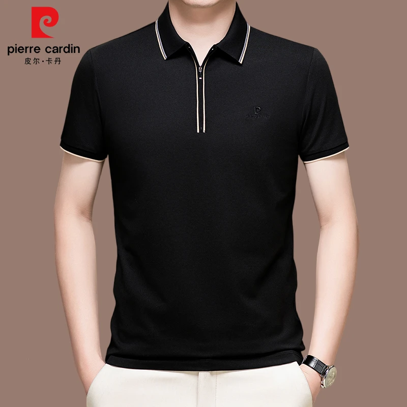 【皮尔卡丹专柜正品】夏季休闲男士翻领拉链时尚半袖Polo衫商务短袖