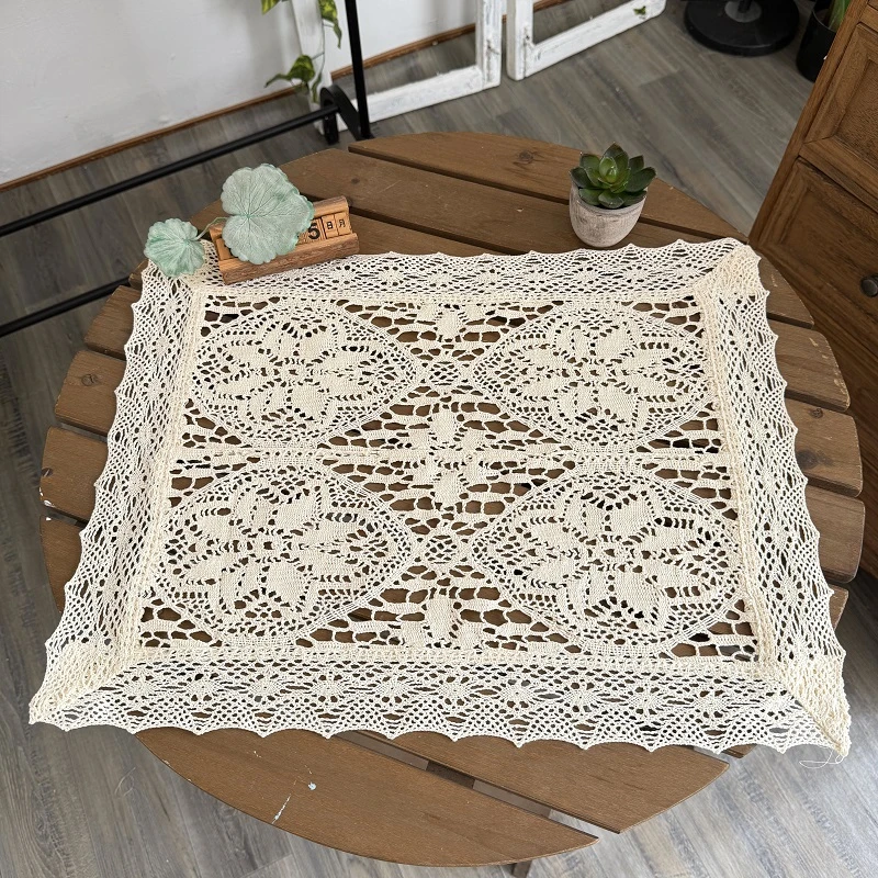 40*50cm 棉线钩花桌布桌垫咖啡垫客栈民宿装饰布床头柜沙发盖布