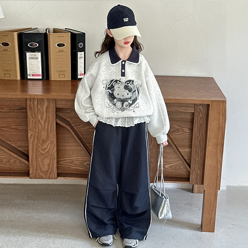 女童秋季套装2025新款儿童洋气炸街中大童时髦长袖卫衣休闲两件套