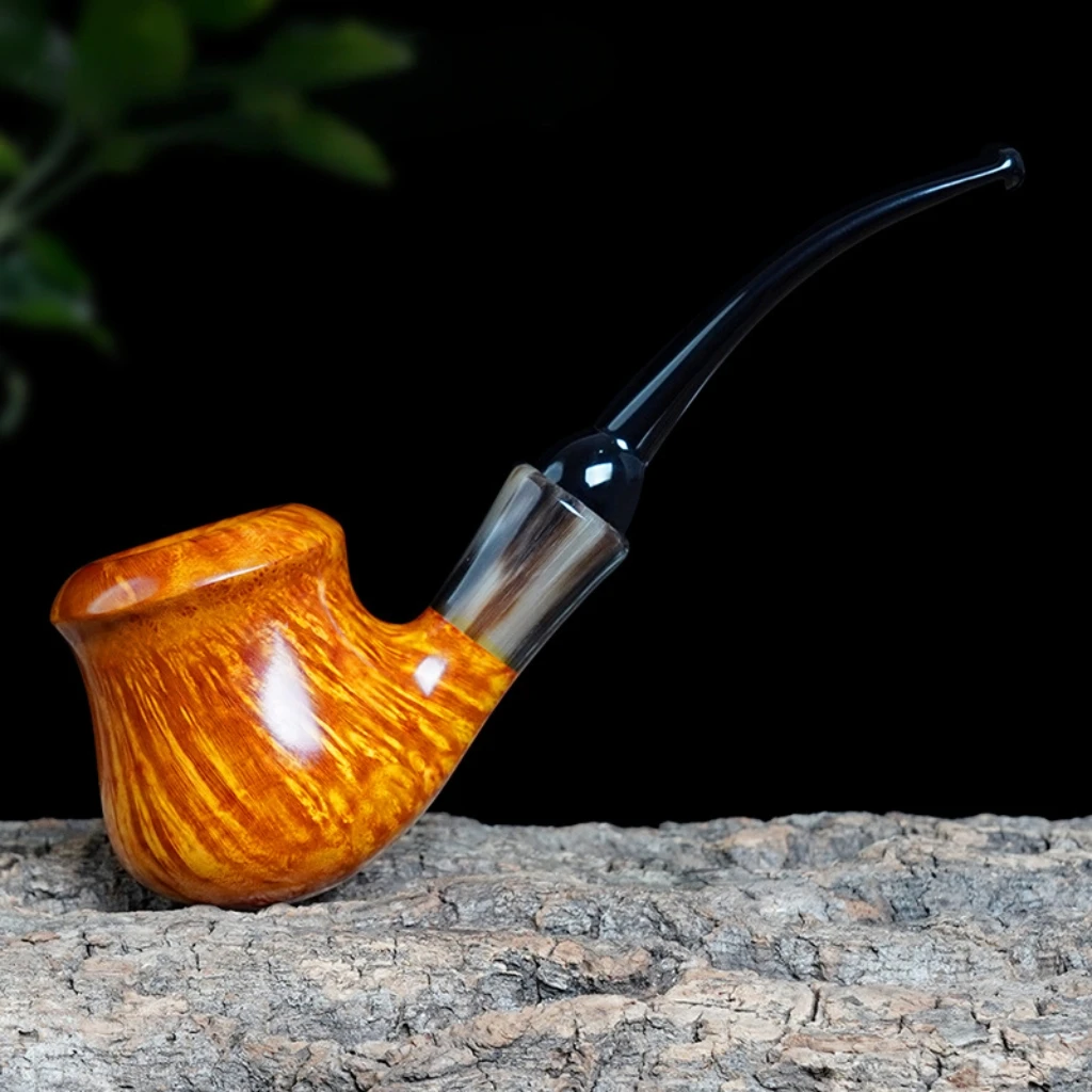 石楠木烟斗手工牛角装饰环酒樽款3MM烟道手工烟斗专用烟斗具