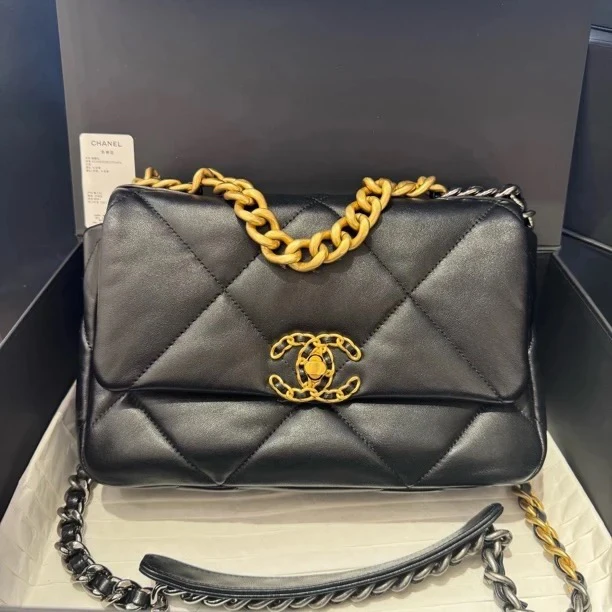 全新未使用 Chanel/香奈儿 黑金19bag小号 24年芯片款 链条斜挎包