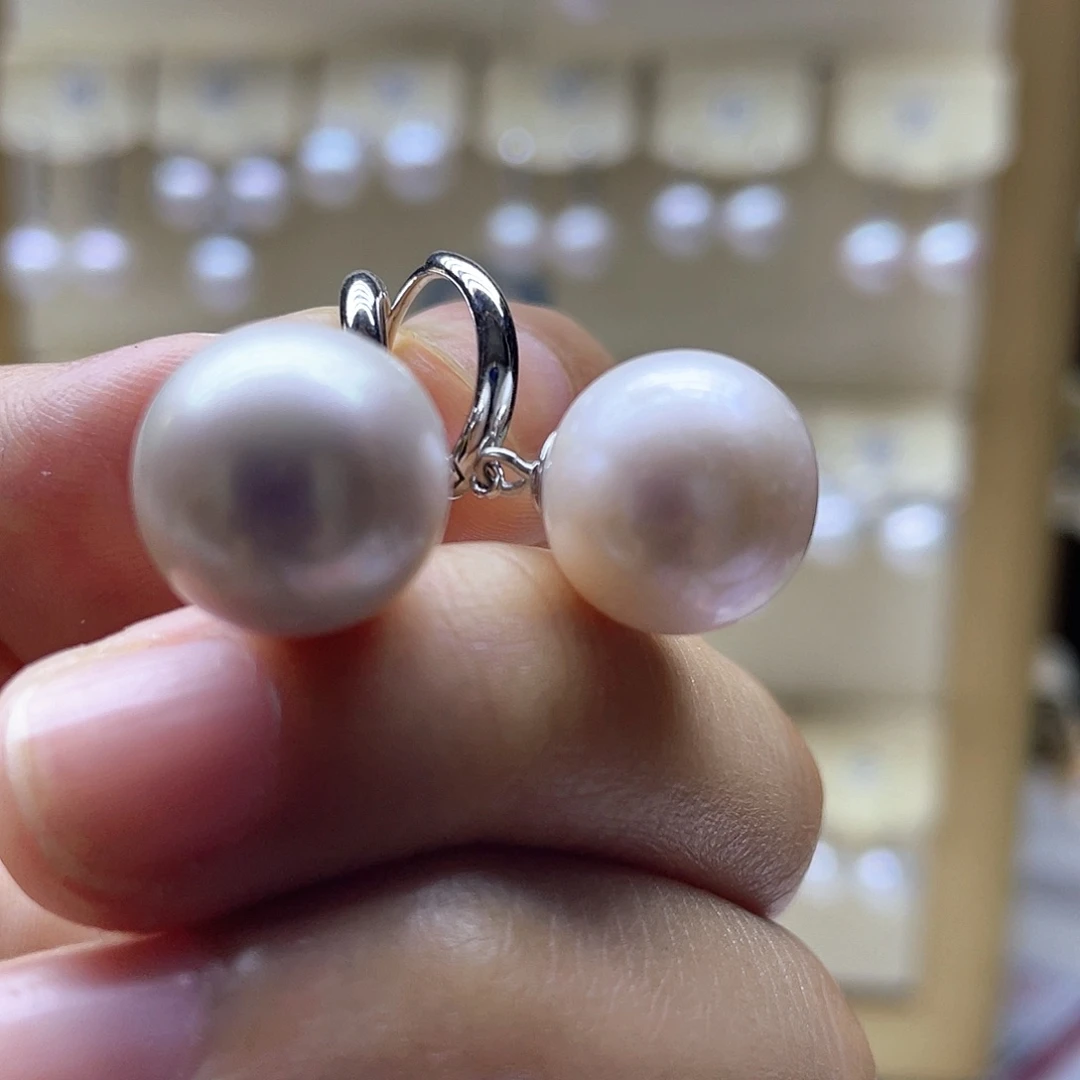 银S925镶嵌淡水珍珠耳饰