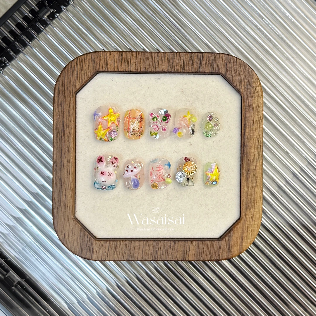 【果味兔兔】哇噻噻轻奢纯手工美甲高级手绘气质定制穿戴甲显白