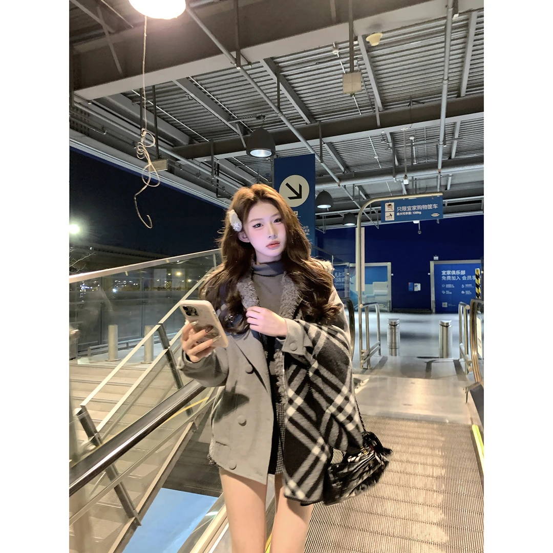 麻吉麻吉mochi【慵懒随意】可拆卸毛毛保暖外套冬季新款百搭外套