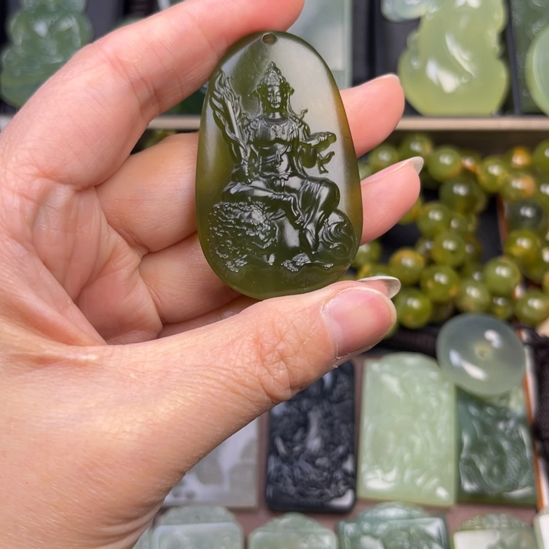 蛇纹石玉未镶嵌吊坠(赠链)