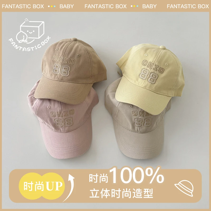 儿童帽子2025春秋新款韩版男童女童字母刺绣棒球帽休闲百搭鸭舌帽