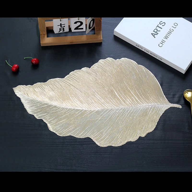 【到手4片】PVC树叶形餐垫茶几垫防尘防滑桌垫INS风简约防水餐桌垫