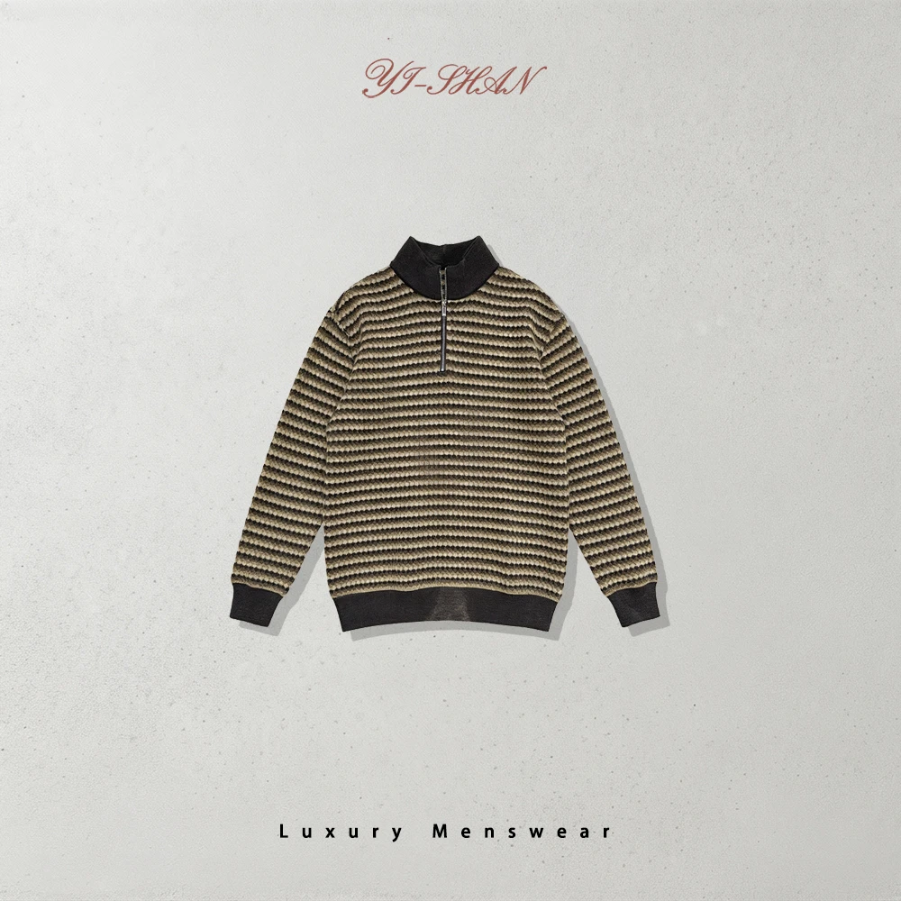 20号 早冬上新丨潮牌条纹格纹时尚设计感男士半拉链卫衣TS-88725