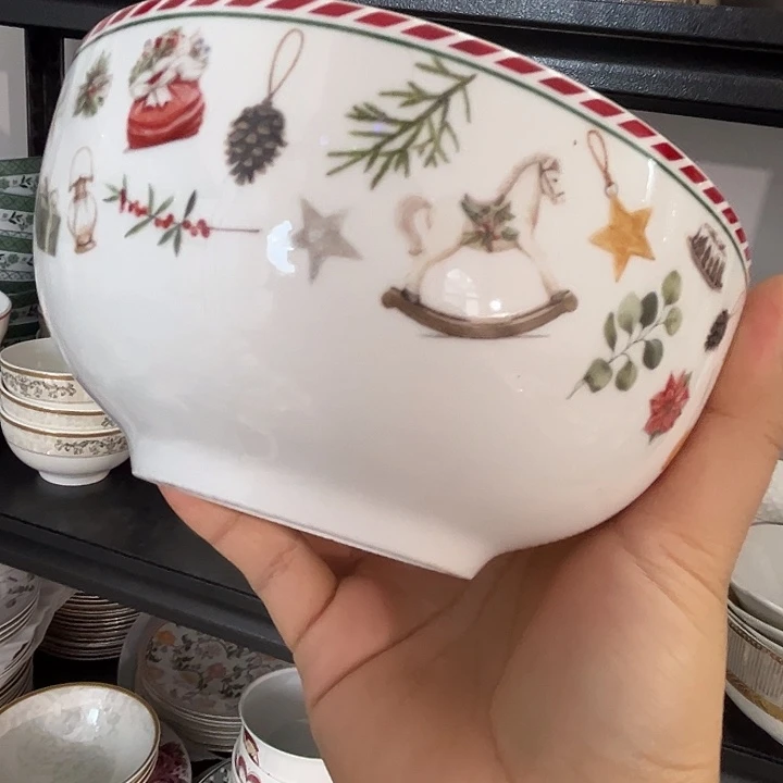 新骨瓷5.5英寸圣诞碗，默认微瑕