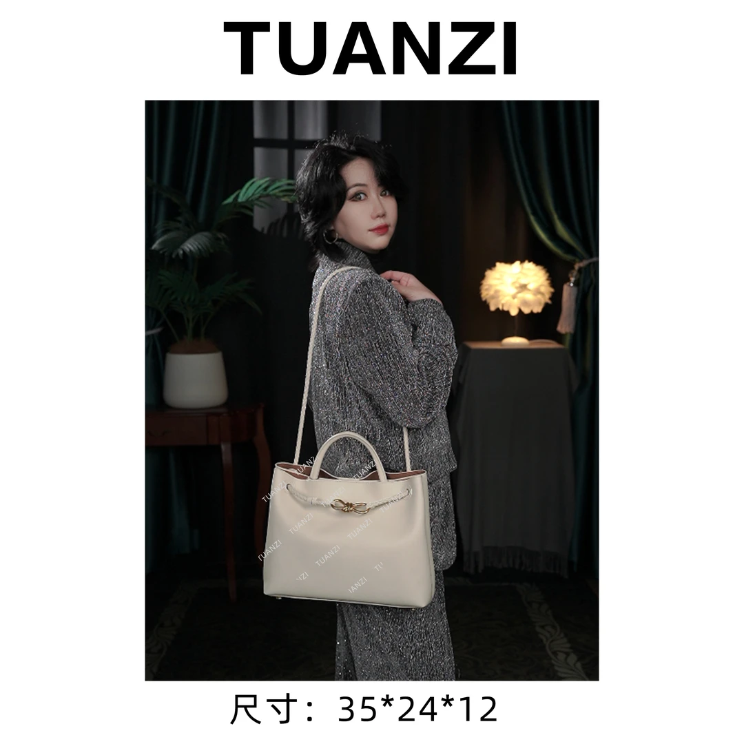 『高端玩家』新款中号Andi手工编头层牛皮手提女包SLBL-808-白色