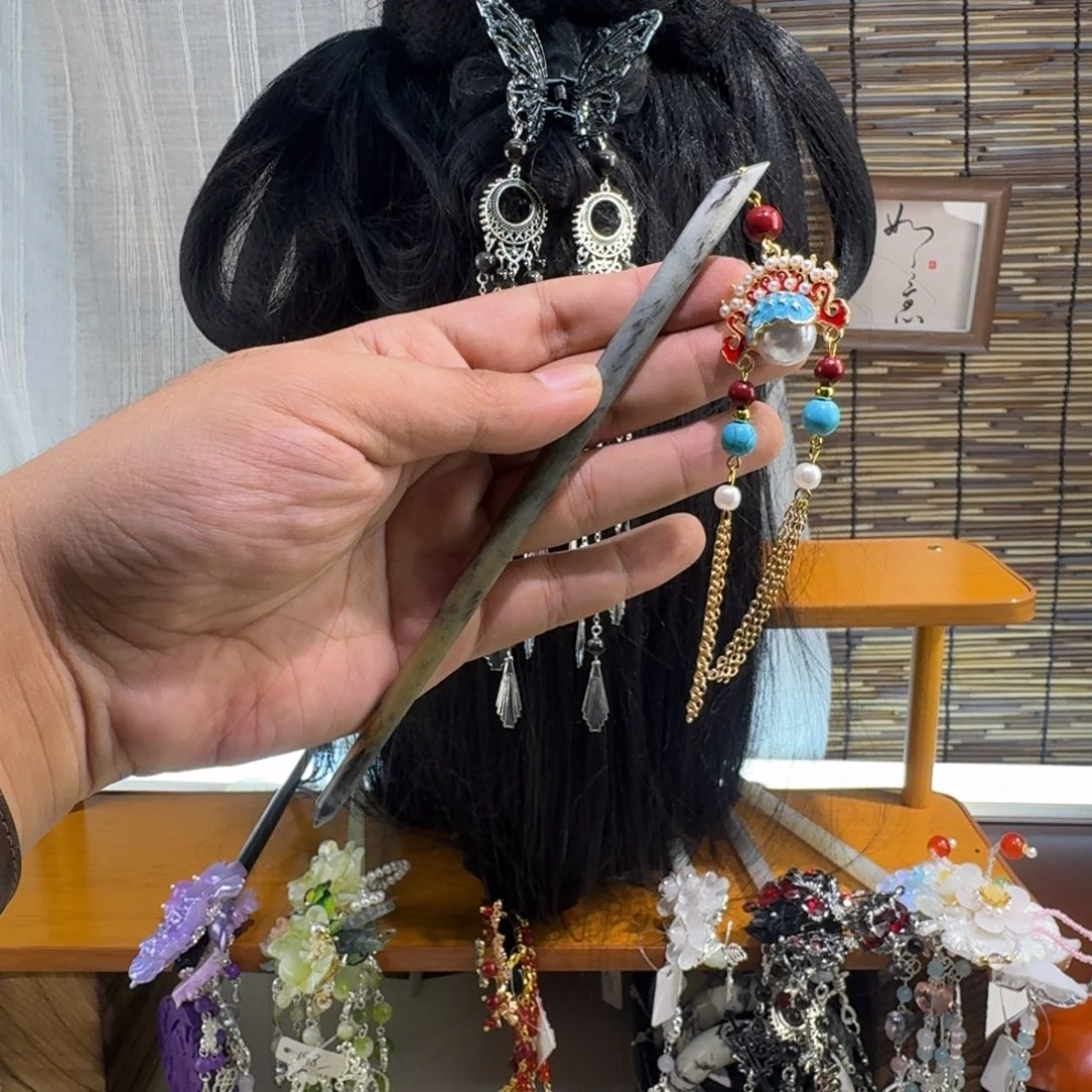 蛇纹石玉合金发饰