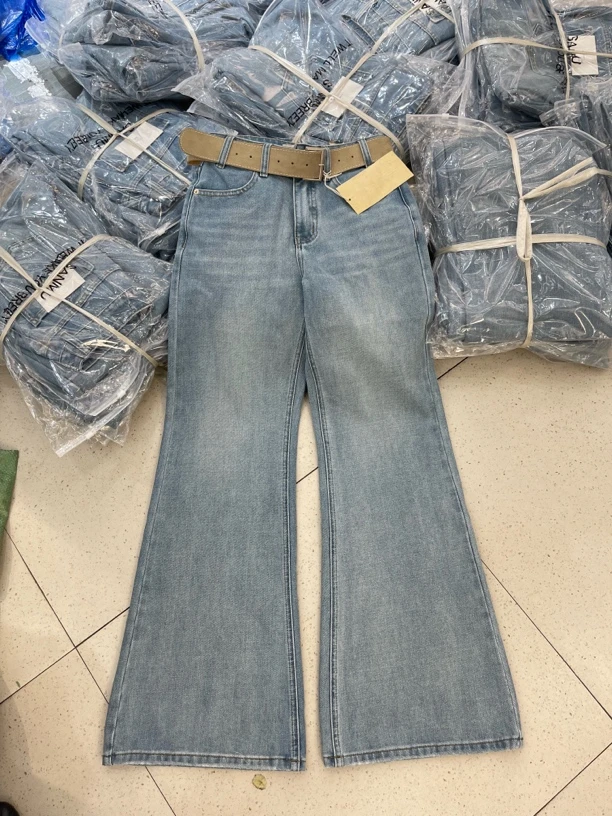 9952春款带腰带筒八牛仔裤