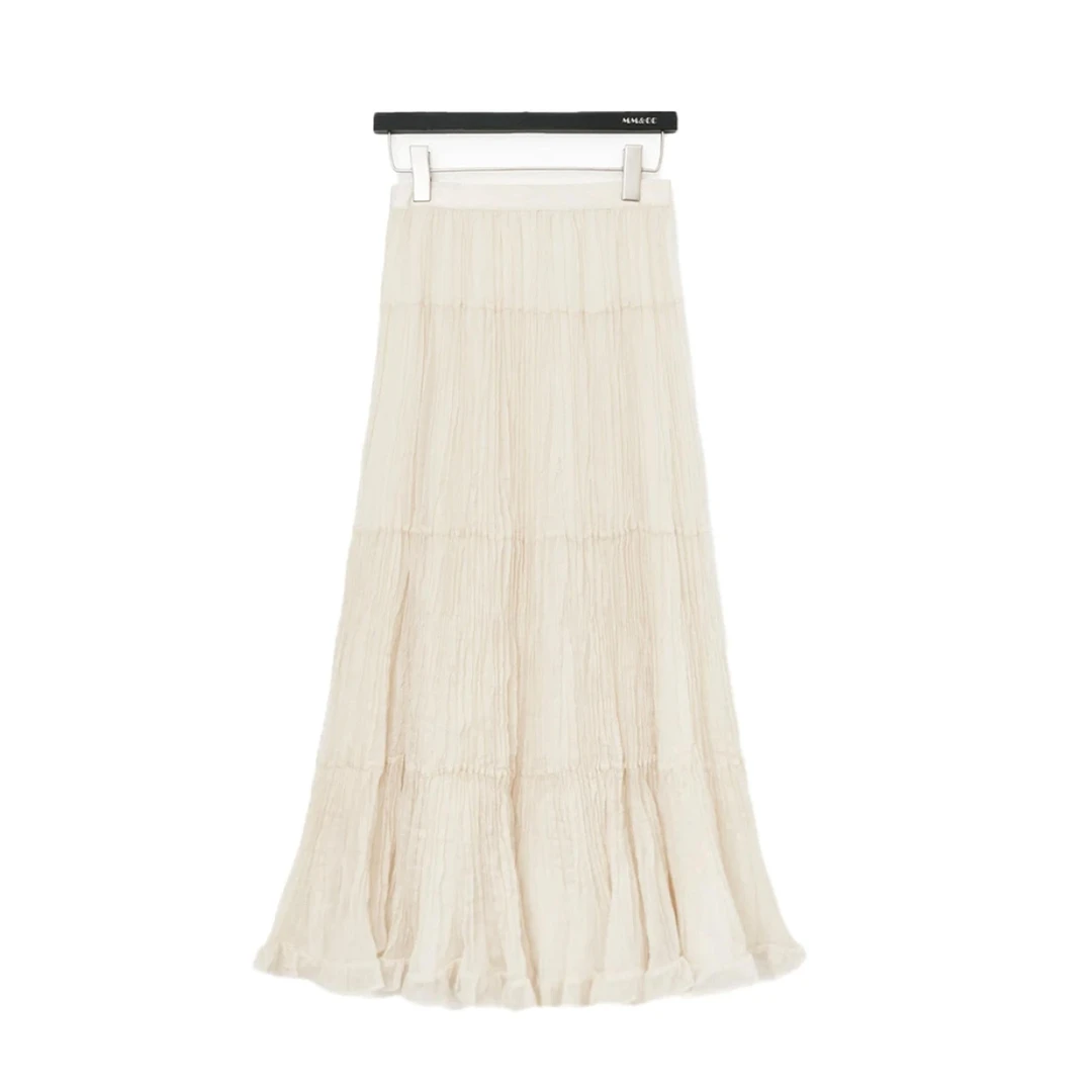 【蛋糕裙】新中式国风夏季新款百褶裙纯色松紧腰半身裙