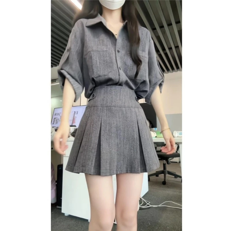 夏装搭配一整套冷淡风高级感盐系时尚小香风韩剧女主穿搭衬衫裙子