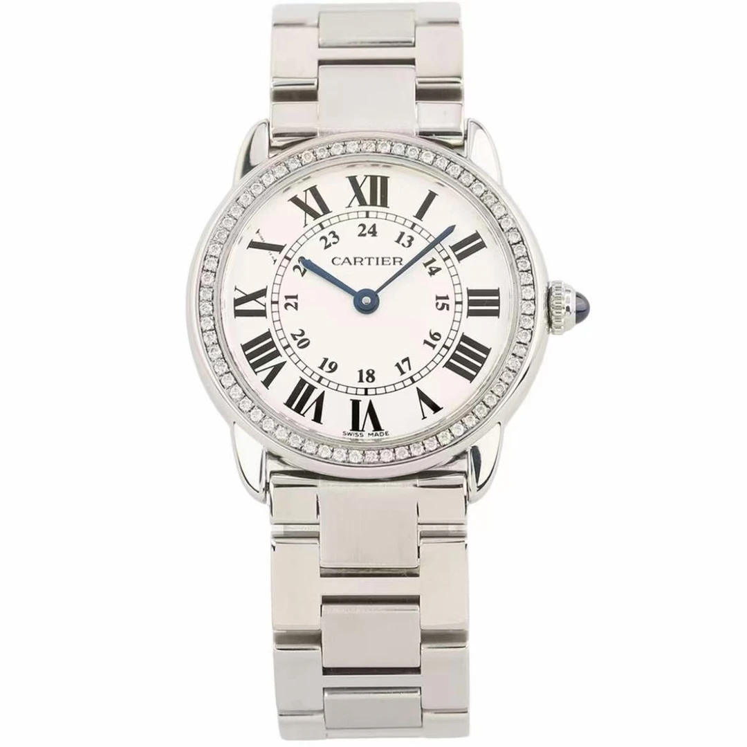 95新 Cartier/卡地亚 伦敦/经典英伦风/后镶钻石英腕表29盘/18018