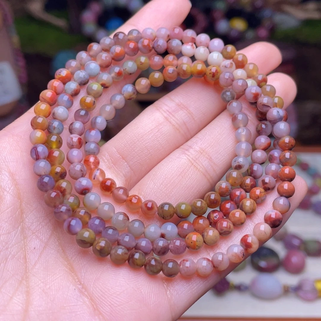 玛瑙/玉髓珠宝半成品未镶嵌盐源玛瑙渐变色包浆多圈