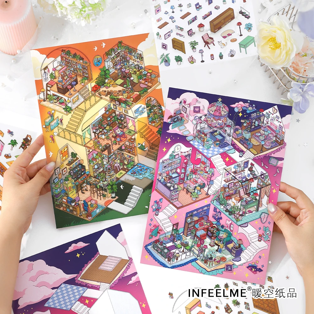 Infeel-Me我的小屋第6弹造景贴纸微缩堆叠3d立体手工diy解压贴画