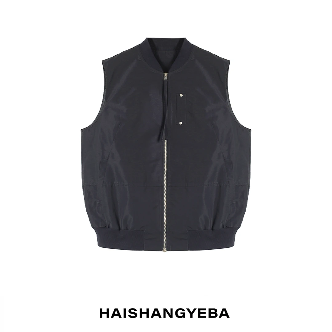 【海上叶爸】新款2025夏季百搭聚酯圆领拉链无袖马甲外套