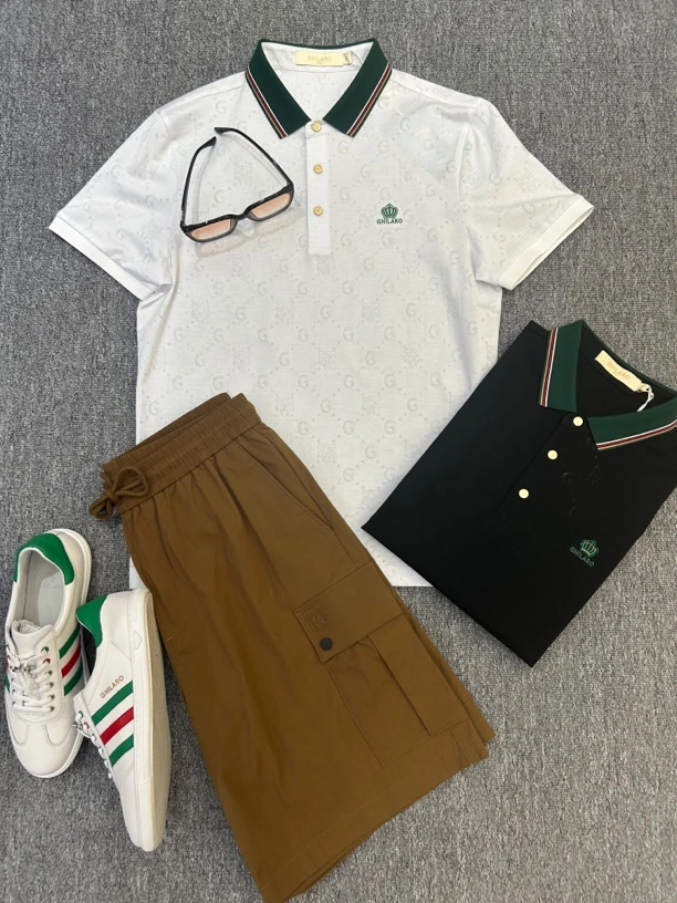 时尚暗印花POLO衫