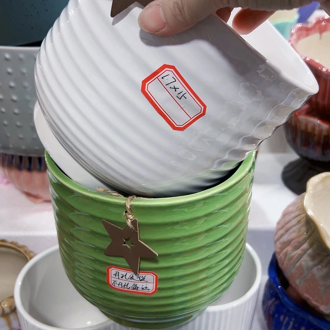 有孔外贸尾单陶瓷花盆凑单10米包邮