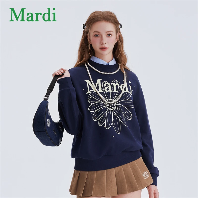 Mardi中长款印花常规休闲风圆领女卫衣高领韩系风MWY2532207